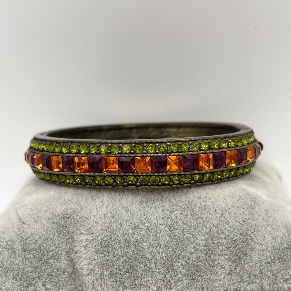 Heidi Daus Swarovski Crystal Bronze Women M Hinged Bangle Bracelet